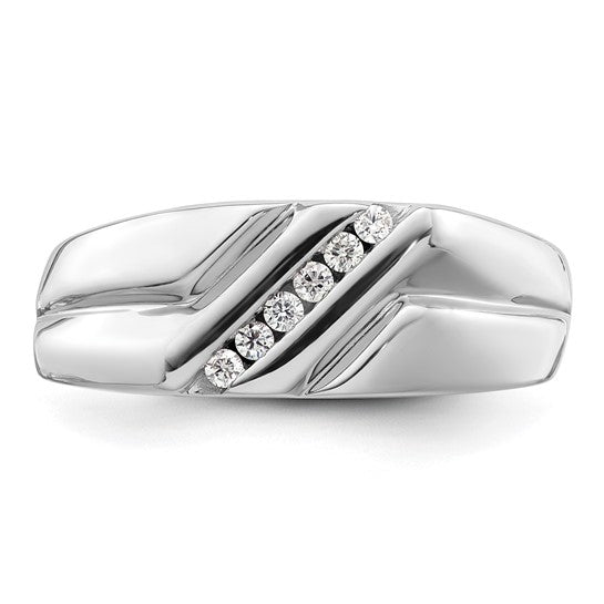 14k White Gold Lab Grown Diamond Men's Ring