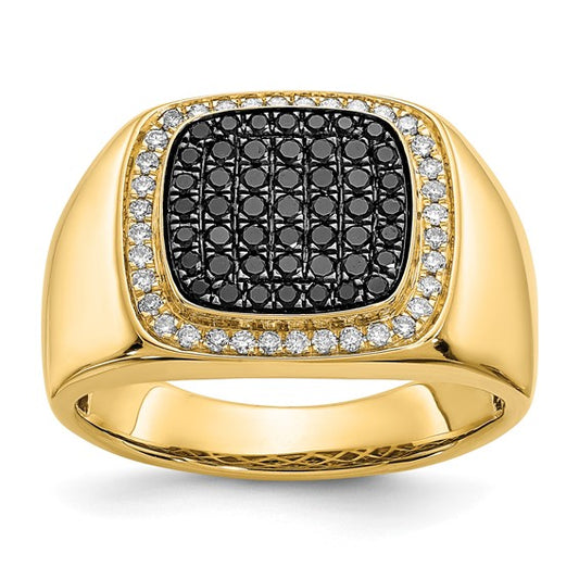 14k Black and White Diamond Mens Ring