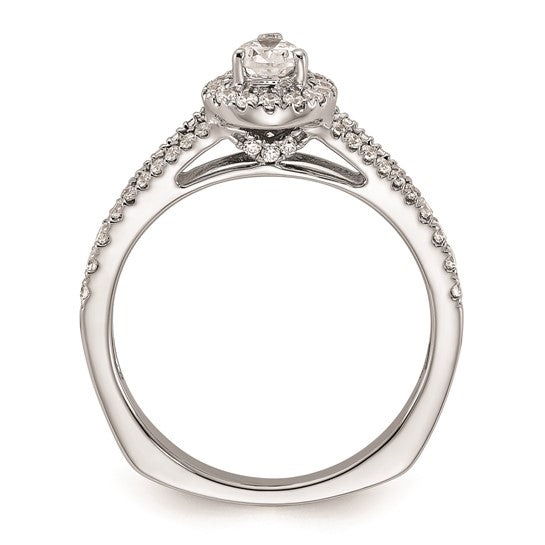 14k White Gold (Holds 1/2 carat (6.4x4.9mm) Oval Center) 1/6 carat Diamond Semi-Mount Engagement Ring