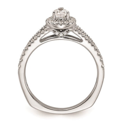 14k White Gold (Holds 1/2 carat (6.4x4.9mm) Oval Center) 1/6 carat Diamond Semi-Mount Engagement Ring