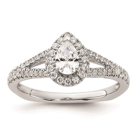 14k White Gold (Holds 1/2 carat (6.4x4.9mm) Oval Center) 1/6 carat Diamond Semi-Mount Engagement Ring