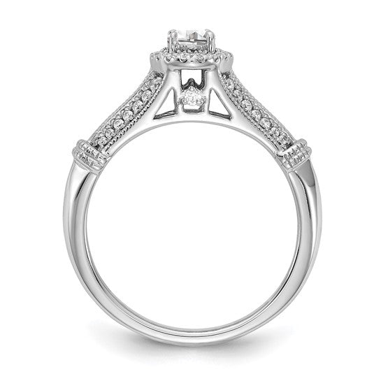 14k White Gold Oval Halo Diamond Semi-mount Engagement Ring