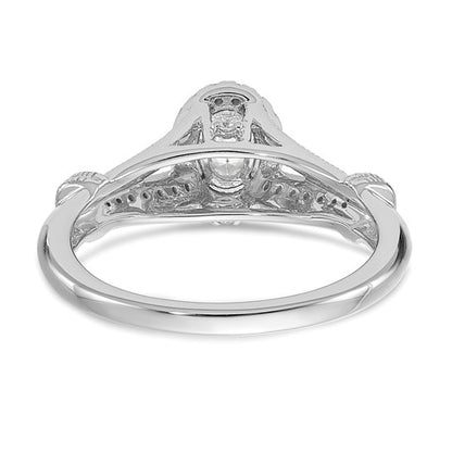 14k White Gold Oval Halo Diamond Semi-mount Engagement Ring