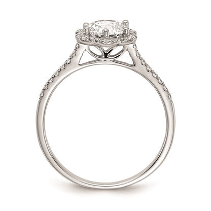 14k White Gold Hexagon Halo (Holds 3/4 carat (6.00mm) Round Center) 1/4 carat Diamond Semi-mount Engagement Ring
