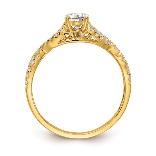 14k Criss-Cross (Holds 3/8 carat Round Center) 1/4 carat Diamond Semi-mount Engagement Ring