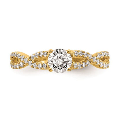 14k Criss-Cross (Holds 3/8 carat Round Center) 1/4 carat Diamond Semi-mount Engagement Ring