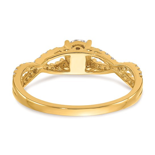 14k Criss-Cross (Holds 3/8 carat Round Center) 1/4 carat Diamond Semi-mount Engagement Ring