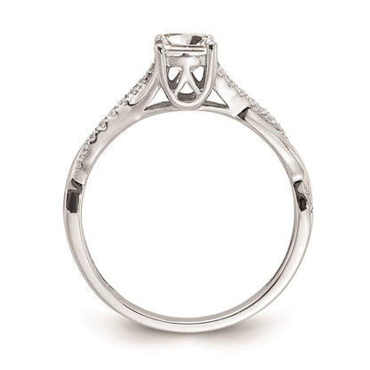 14k White Gold Criss-Cross (Holds 1/2 carat (5.2mm) Round Center) 1/8 carat Diamond Semi-mount Engagement Ring