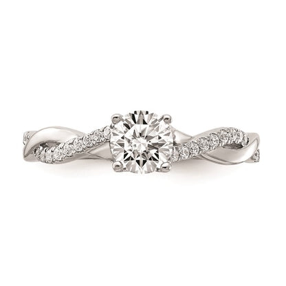 14k White Gold Criss-Cross (Holds 1/2 carat (5.2mm) Round Center) 1/8 carat Diamond Semi-mount Engagement Ring