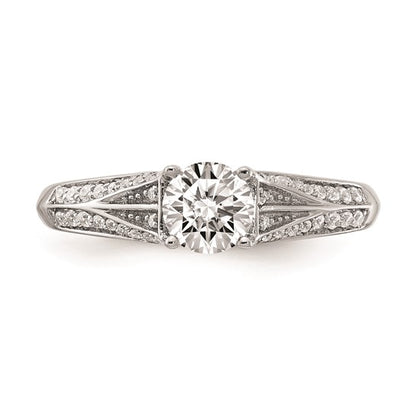 14k White Gold (Holds 1/2 carat (5.2mm) Round Center) 1/6 carat Diamond Semi-mount Engagement Ring