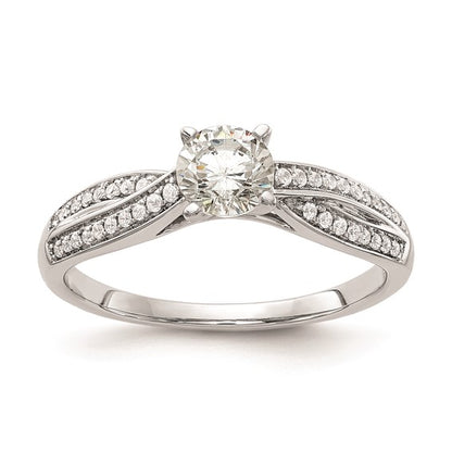 14k White Gold Criss-Cross (Holds 1/2 carat (5.2mm) Round Center) 1/8 carat Diamond Semi-mount Engagement Ring