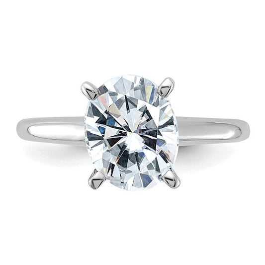 14kw 3ct. D E F Pure Light Oval Moissanite Solitaire Ring