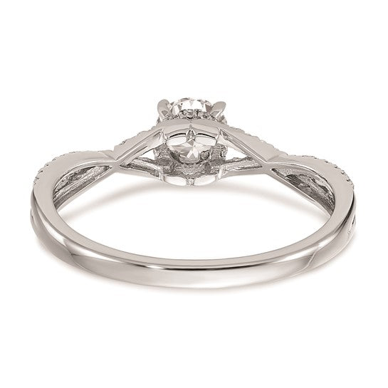 14k White Gold Criss-Cross (Holds 3/8 carat (4.8mm) Round Center) 1/5 carat Diamond Semi-mount Engagement Ring