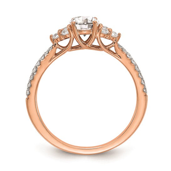 14k Rose Gold (Holds 1/2 carat (5.2mm) Round Center) 1/4 carat Diamond Semi-mount Engagement Ring