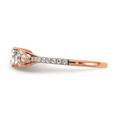 14k Rose Gold (Holds 1/2 carat (5.2mm) Round Center) 1/4 carat Diamond Semi-mount Engagement Ring