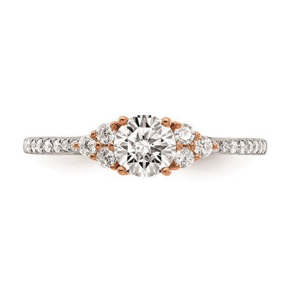 14k Rose Gold (Holds 1/2 carat (5.2mm) Round Center) 1/4 carat Diamond Semi-mount Engagement Ring