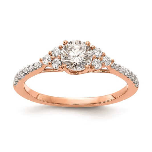 14k Rose Gold (Holds 1/2 carat (5.2mm) Round Center) 1/4 carat Diamond Semi-mount Engagement Ring