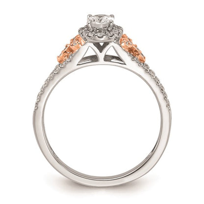 14k White and Rose Gold Halo Plus (Holds 3/8 carat (5.8x3.9mm) Oval Center) 3/8 carat Diamond Semi-mount Engagement Ring