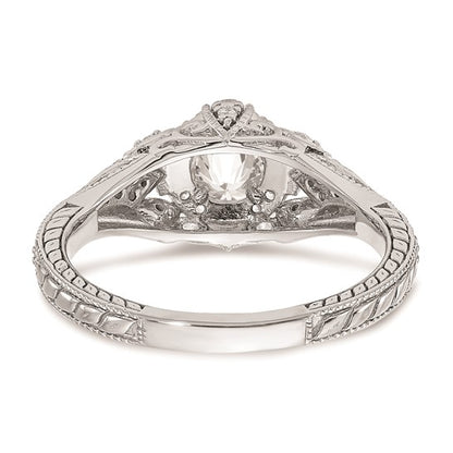 14k White Gold (Holds 3/8 carat (4.8mm) Round Center) 1/5 carat Diamond Semi-mount Engagement Ring