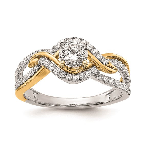 14k Two-tone Gold Diamond Semi-mount Engagement Ring