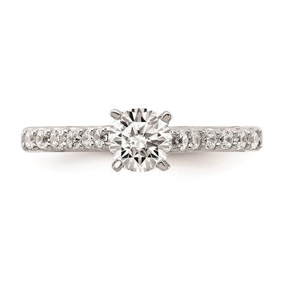 14k White Gold (Holds 1/2 carat (5.2mm) Round Center) 1/4 carat Diamond Semi-Mount Engagement Ring