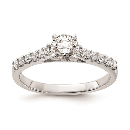 14k White Gold (Holds 1/2 carat (5.2mm) Round Center) 1/4 carat Diamond Semi-Mount Engagement Ring