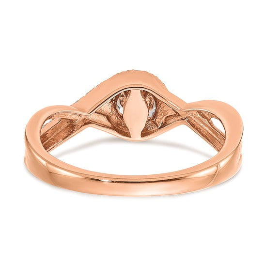 14k Rose Gold Criss-Cross (Holds 1/3 carat (4.5mm) Round Center) 1/6 carat Diamond Semi-mount Engagement Ring