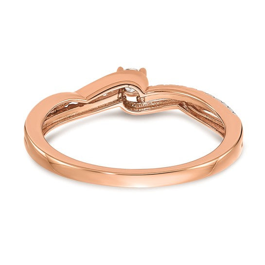 14k Rose Gold By-Pass (Holds 1/10 carat (2.9mm) Round Center) 1/5 carat Diamond Semi-Mount Engagement Ring