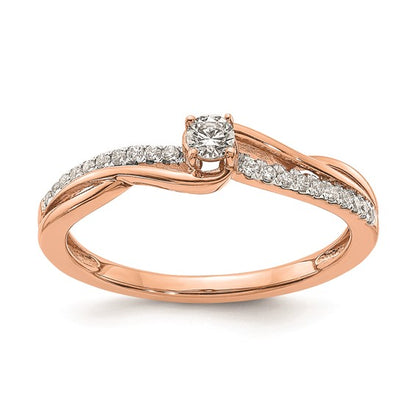 14k Rose Gold By-Pass (Holds 1/10 carat (2.9mm) Round Center) 1/5 carat Diamond Semi-Mount Engagement Ring