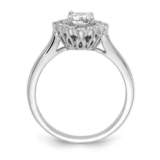 True Origin 14K White Gold 1/4 carat Lab Grown Diamond VS/SI D E F Round Semi Mount Fancy Halo Engagement Ring