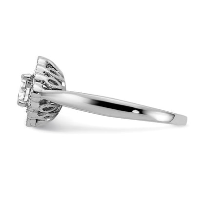 True Origin 14K White Gold 1/4 carat Lab Grown Diamond VS/SI D E F Round Semi Mount Fancy Halo Engagement Ring