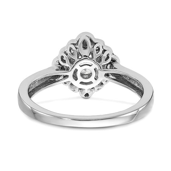 True Origin 14K White Gold 1/4 carat Lab Grown Diamond VS/SI D E F Round Semi Mount Fancy Halo Engagement Ring