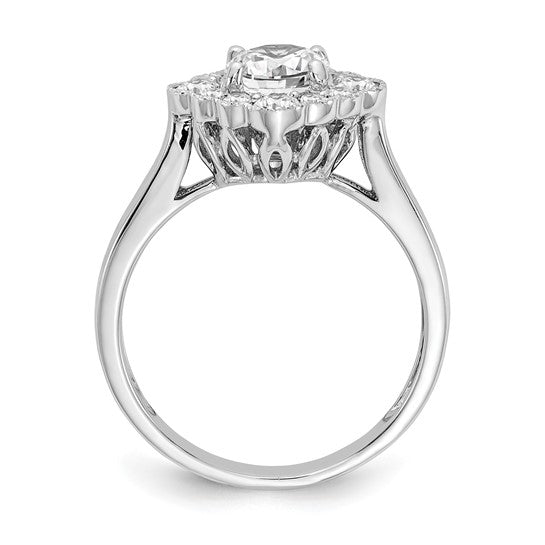 True Origin 14K White Gold 1/4 carat Lab Grown Diamond VS/SI D E F Round Semi Mount Fancy Halo Engagement Ring