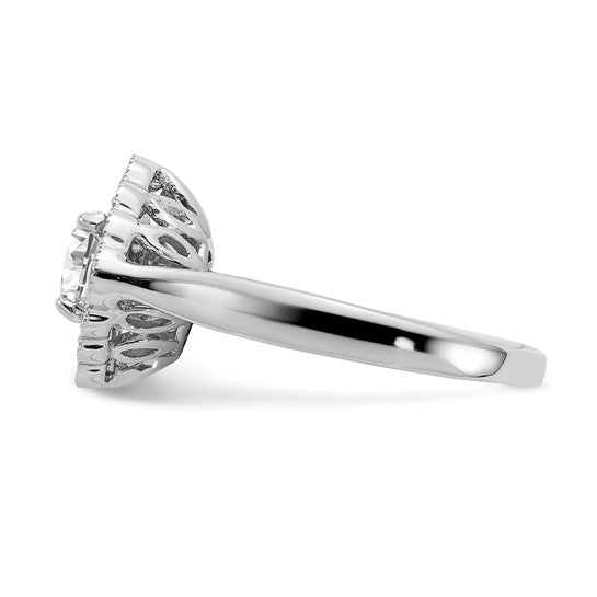 True Origin 14K White Gold 1/4 carat Lab Grown Diamond VS/SI D E F Round Semi Mount Fancy Halo Engagement Ring