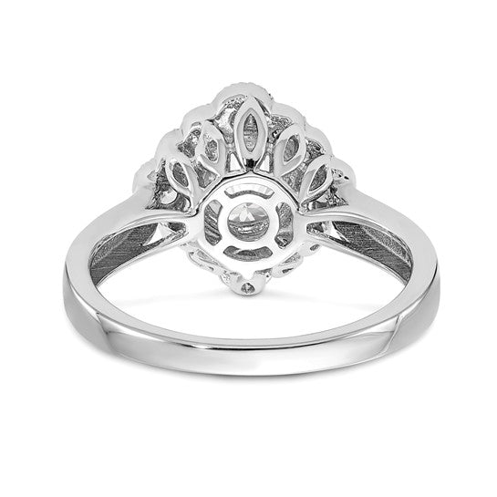 True Origin 14K White Gold 1/4 carat Lab Grown Diamond VS/SI D E F Round Semi Mount Fancy Halo Engagement Ring