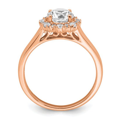 True Origin 14K Rose Gold 1/4 carat Lab Grown Diamond VS/SI D E F Round Semi Mount Fancy Halo Engagement Ring