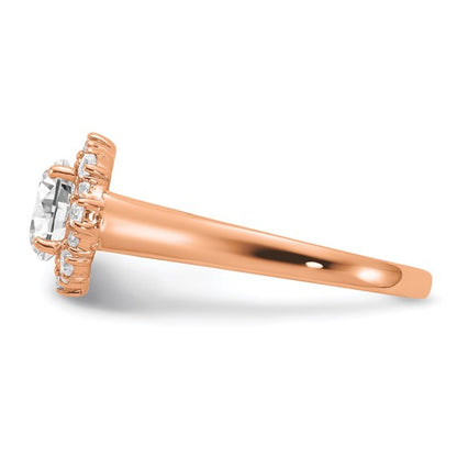 True Origin 14K Rose Gold 1/4 carat Lab Grown Diamond VS/SI D E F Round Semi Mount Fancy Halo Engagement Ring