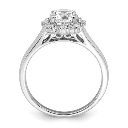 True Origin 14K White Gold 1/4 carat Lab Grown Diamond VS/SI D E F Round Semi Mount Fancy Halo Engagement Ring