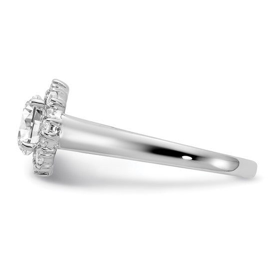 True Origin 14K White Gold 1/4 carat Lab Grown Diamond VS/SI D E F Round Semi Mount Fancy Halo Engagement Ring