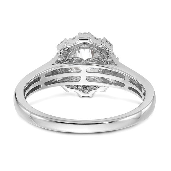 True Origin 14K White Gold 1/4 carat Lab Grown Diamond VS/SI D E F Round Semi Mount Fancy Halo Engagement Ring