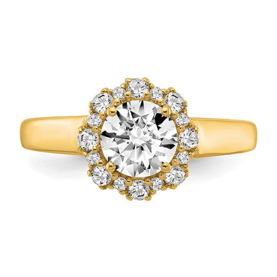 True Origin 14K 1/4 carat Lab Grown Diamond VS/SI D E F Round Semi Mount Fancy Halo Engagement Ring