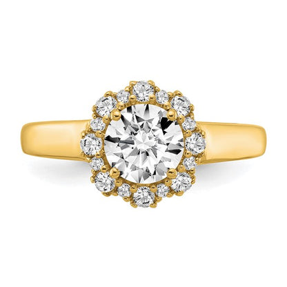 True Origin 14K 1/4 carat Lab Grown Diamond VS/SI D E F Round Semi Mount Fancy Halo Engagement Ring