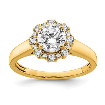 True Origin 14K 1/4 carat Lab Grown Diamond VS/SI D E F Round Semi Mount Fancy Halo Engagement Ring