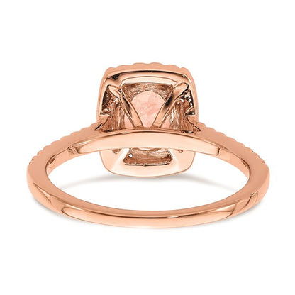 Blooming Bridal 14k Rose Gold Halo 8x6mm Oval Morganite and 1/3 carat Diamond Complete Engagement Ring