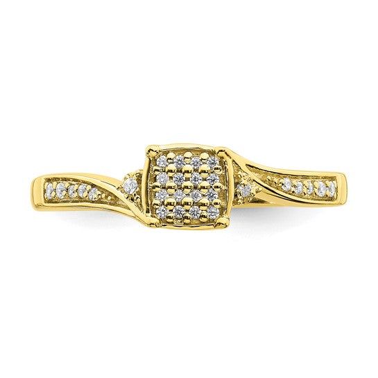 10k Yellow Gold Diamond Cluster Engagement Ring