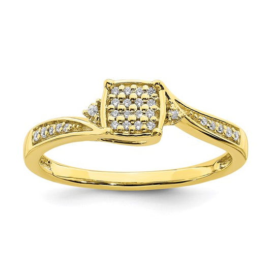 10k Yellow Gold Diamond Cluster Engagement Ring