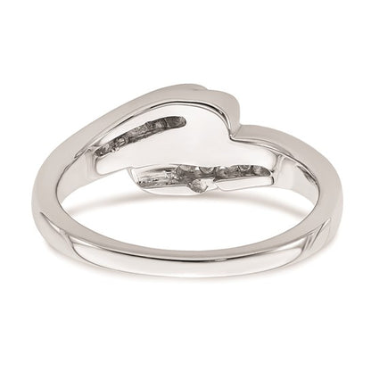 14k White Gold By-Pass Peg Set 1/3 carat Diamond Semi-mount Engagement Ring