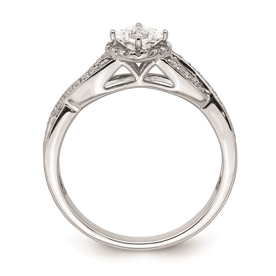 14k White Gold Criss-Cross Halo (Holds 1/3 carat (3.9mm) Princess Center) 1/4 carat Diamond Semi-mount Engagement Ring