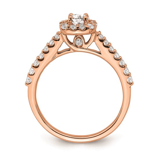 14k Rose Gold Halo Plus (Holds 1/3 carat (4.3mm) Round Center) 1/2 carat Diamond Semi-mount Engagement Ring