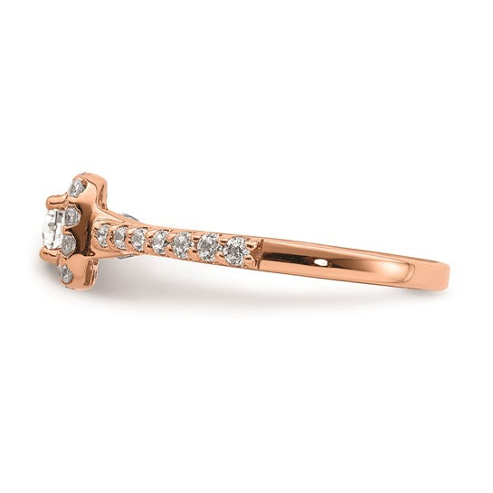 14k Rose Gold Halo Plus (Holds 1/3 carat (4.3mm) Round Center) 1/2 carat Diamond Semi-mount Engagement Ring